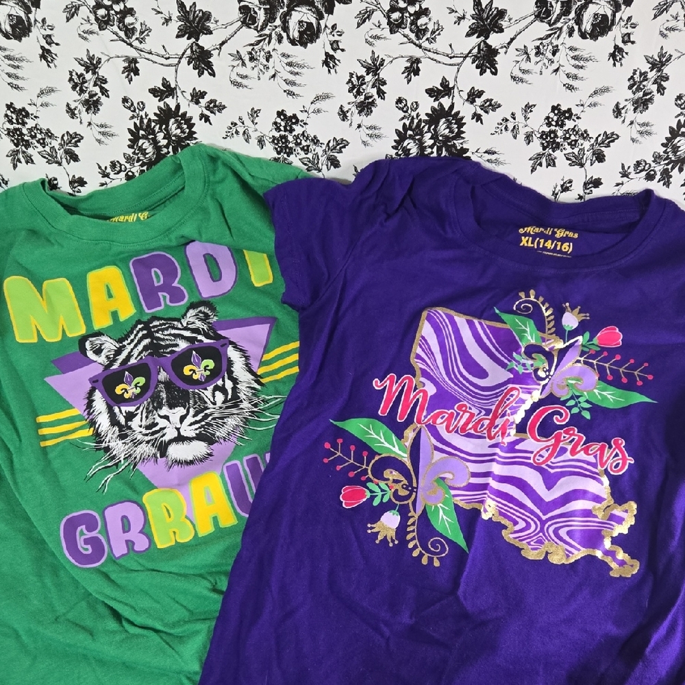 Mardi Gras Kids T-Shirt Set - Green and Purple K28